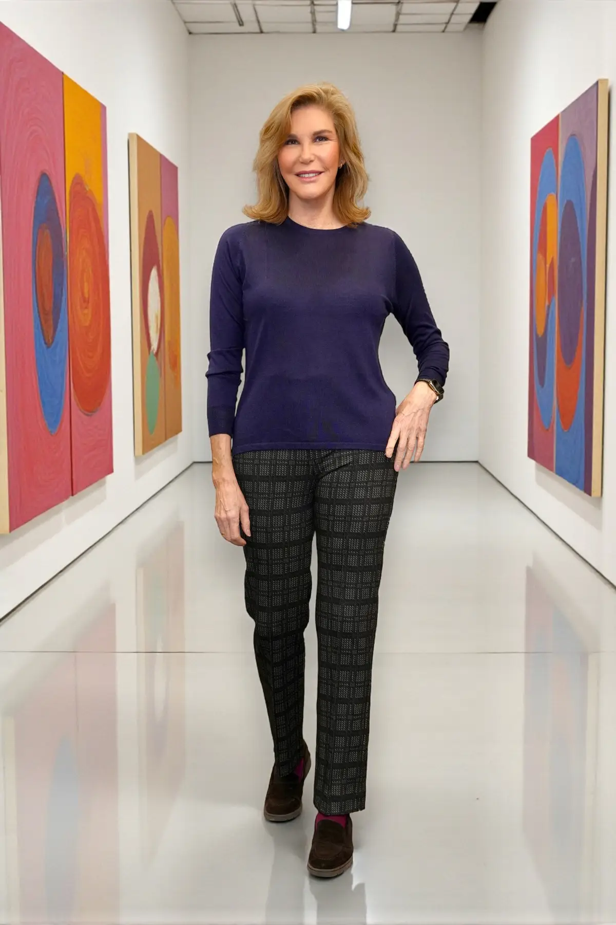 Jersey de cashmere cuello caja azul